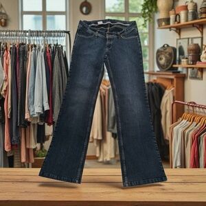 EB Elly B By Olian Bootcut Denim Jeans Low-Rise Womens Medium Long 32” BLUE Peru